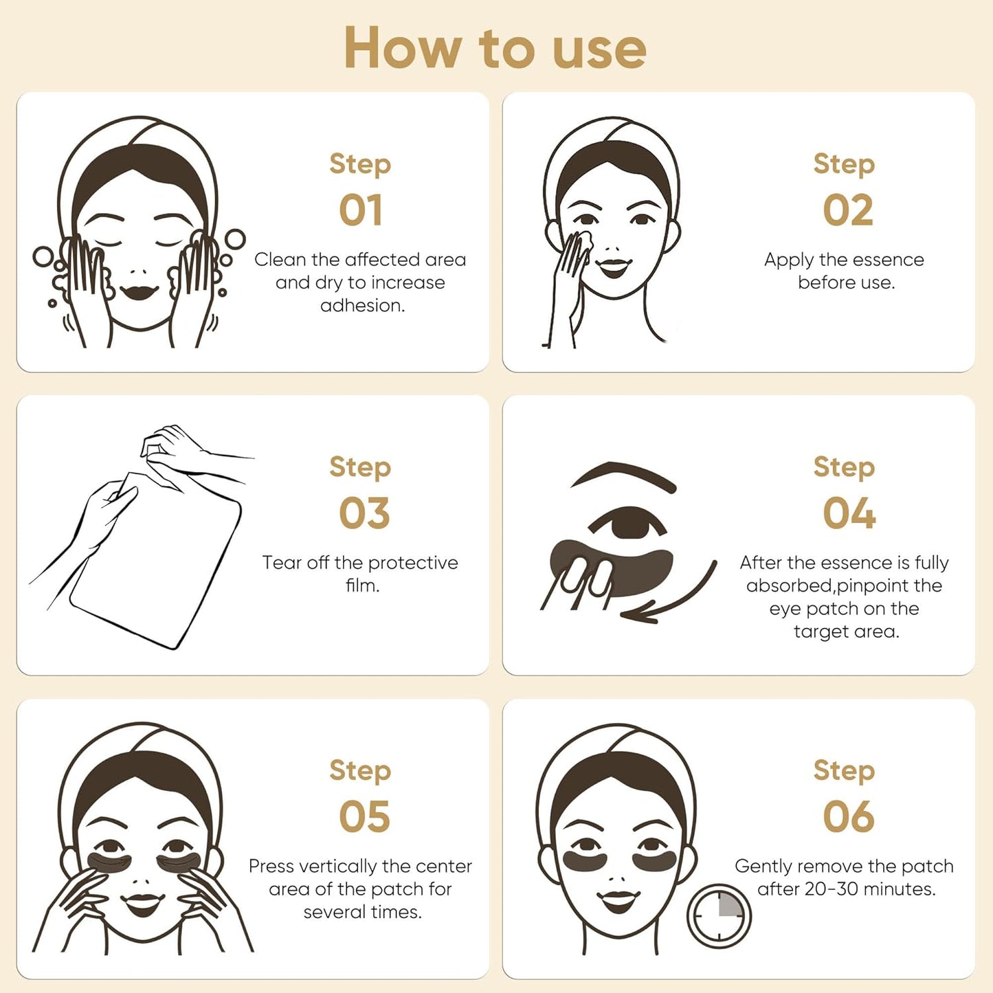 20Pcs/10Pairs Under Eye Patches Gold for Dark Circles, Puffy Eyes, and Wrinkles, 24K Gold Eye Mask for Face, Eye Cream for Men and Women