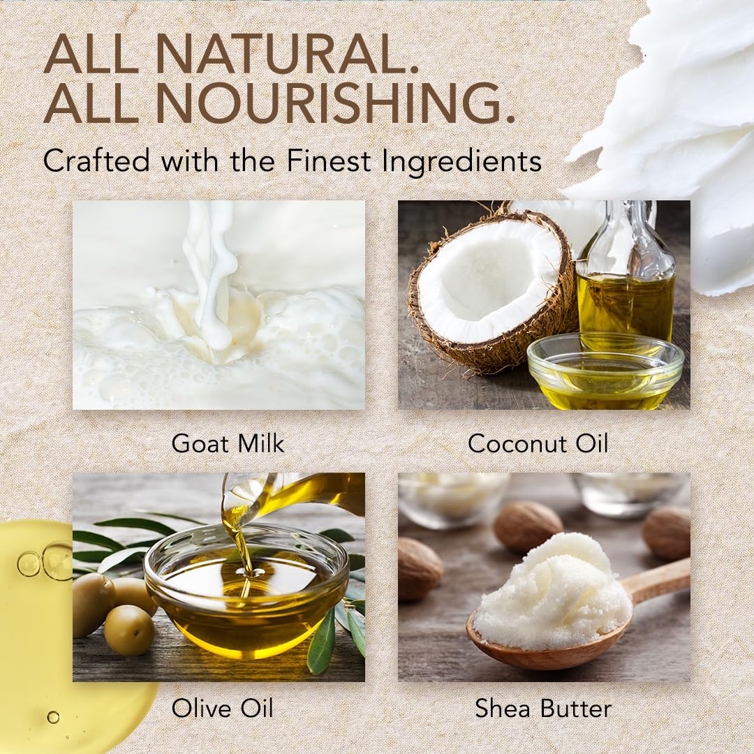 O Naturals 3-Pcs Goat Milk Soap with Soap Saver Bag - Unscented, Triple-Milled, Nourishing, for Sensitive Skin