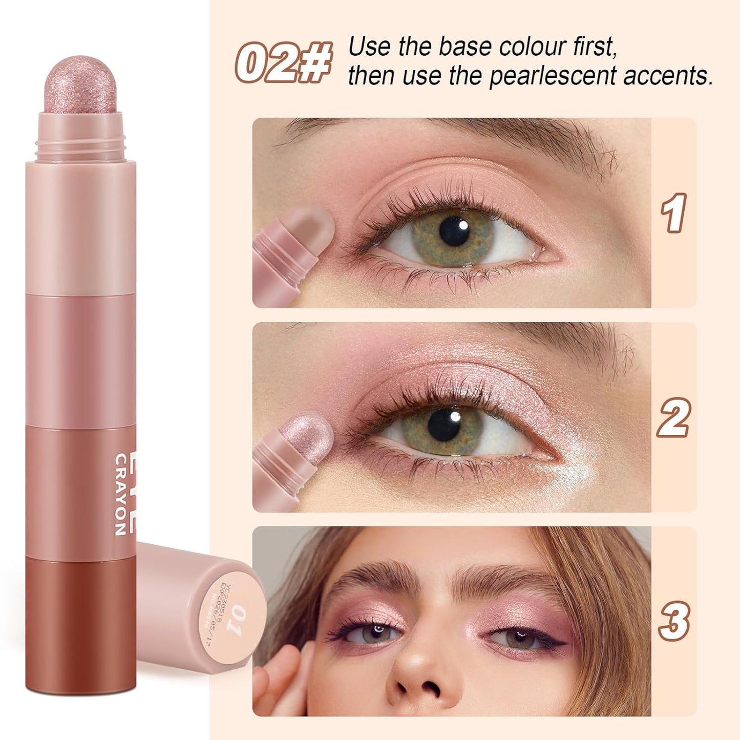 4 Color Eyeshadow Pencil，Glitter Eyeshadow Stick，Creamy Matte Eye Shadow Pen，Face & Eye Highlighter Pen，Highly Pigmented Crayon Nude Eye Shadow