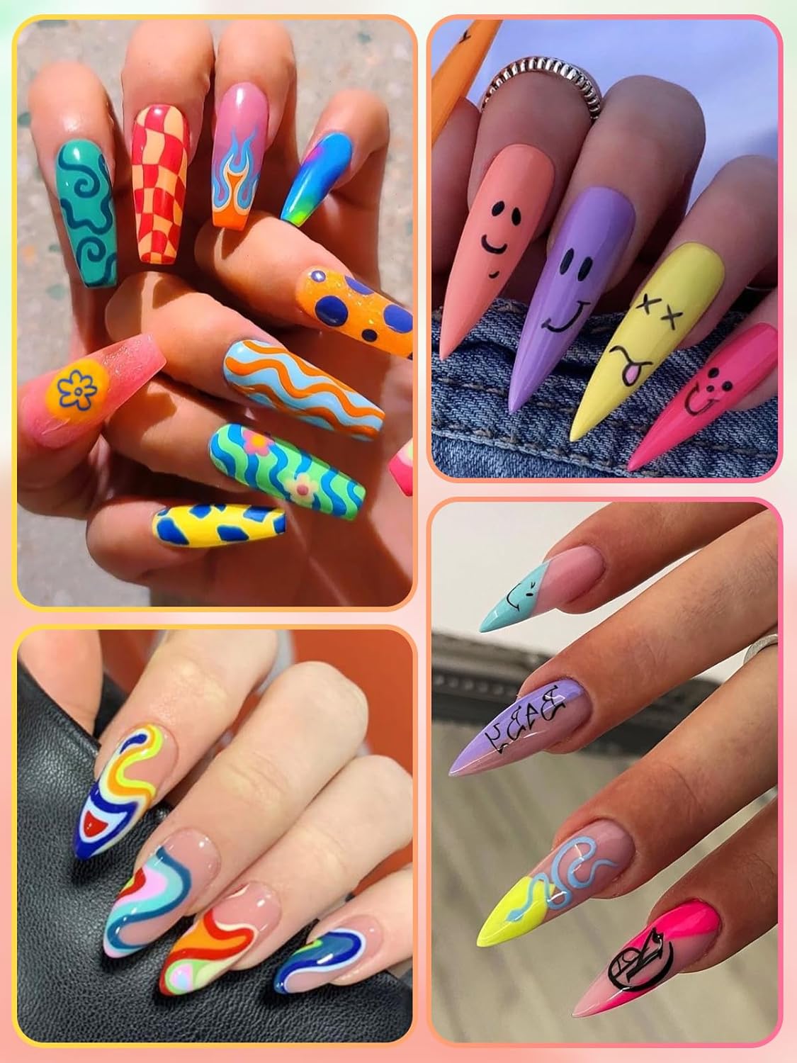 48 Colors Nail Art Pens Set 3D Acrylic Paint Nail Art Quick-Drying, EBANKU Nail Point Dotting Liner Pen Sets for Home & Salon Nail DIY, 24 Count Dual-Tip Nail Pens