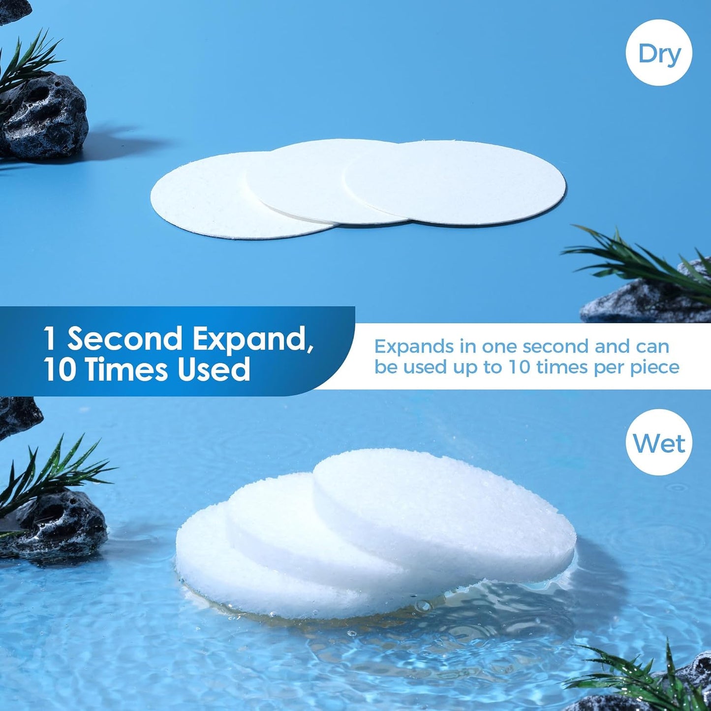 60-Count Compressed Face Sponges for Cleansing, Reusable White Natural Cellulose Travel Essentials Facial Sponge, Women Washing Face Pads for Make Up Remover, Exfoliating, Spa, Skin Care