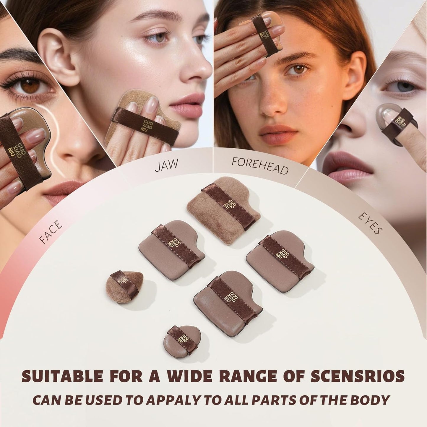 6Pcs Makeup Powder Puffs Set with Cases, Velour/Leather/Air Cushion Makeup Puff, Reusable & Washable, Ideal For Foundation, powder cream, Setting, concealer, Wet Dry Makeup tools (1Box)