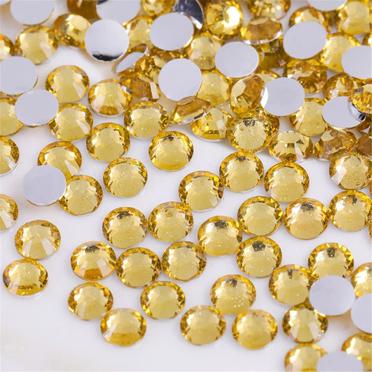 3000 Pieces SS6 2mm Flatback Rhinestones Clear Glass Round Gems Crystals for Nail Art DIY Crafts Clothes Shoes Bags （Crystal Yellow）