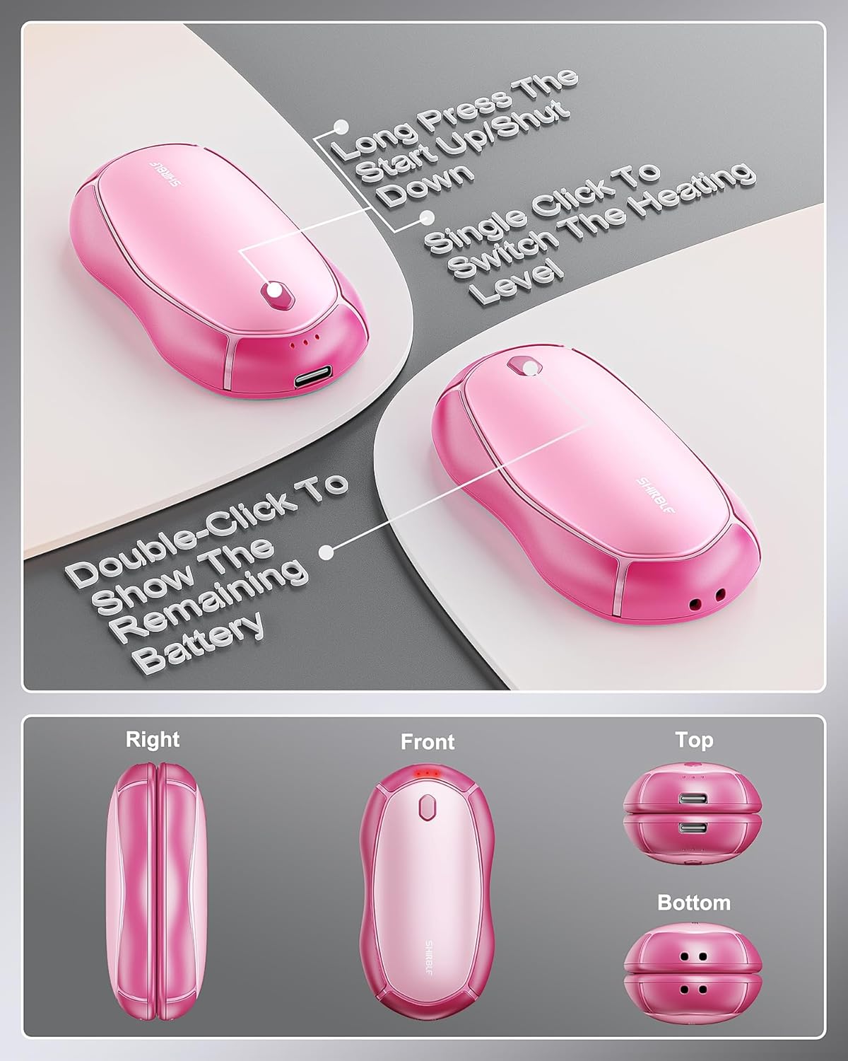 Hand Warmers Rechargeable, Electric Hand Warmers 2 Pack with Smart Chips Long Safe Heat, Portable Pocket Heater,Gifts for Christmas,Golf,Camping,Hunting, Stocking Stuffers