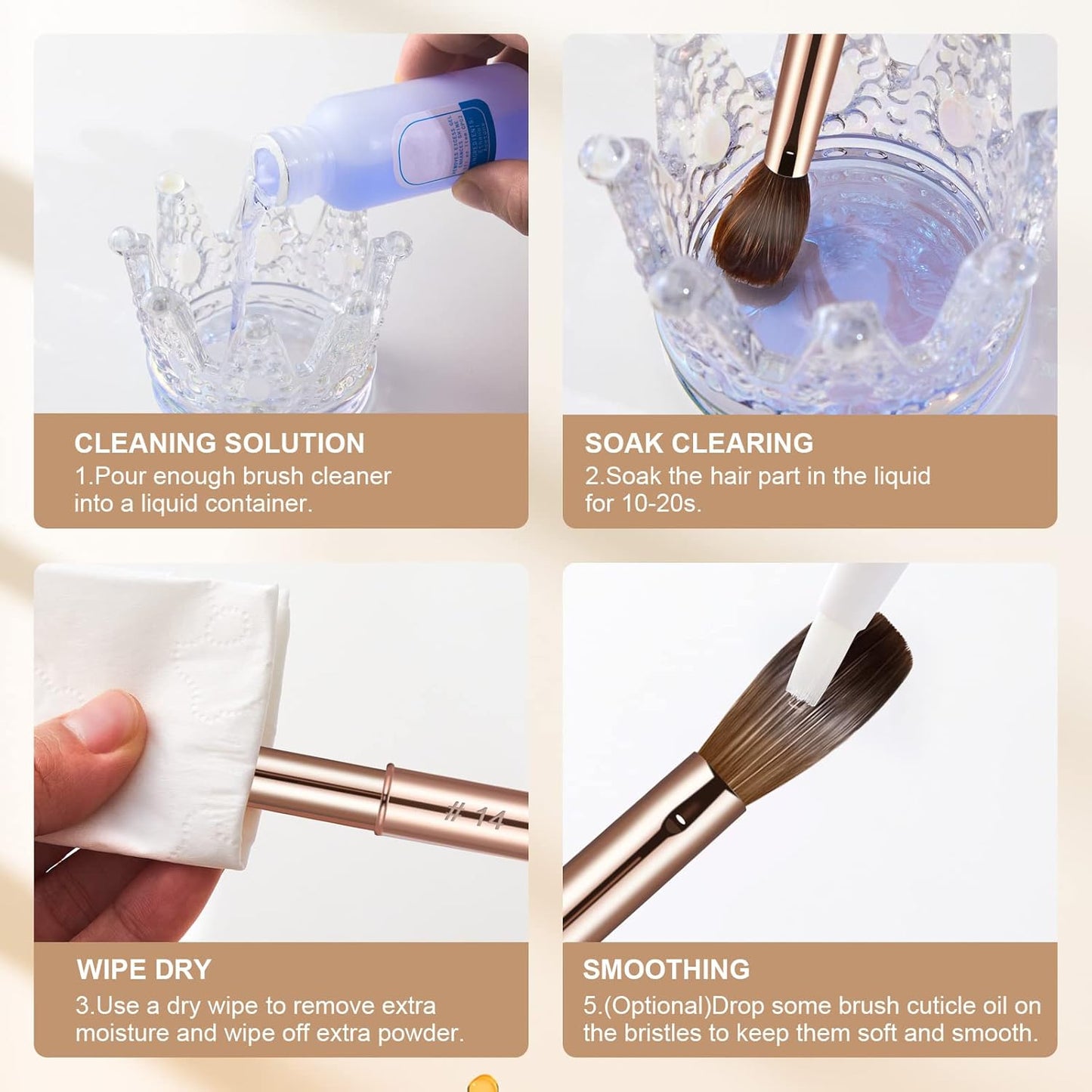 Acrylic Nail Brush Size 4,KEMEISI 100% Pure Kolinsky Nail Art Brushes Sturdy Handle Oval Shaped Acrylic Powder Nail Design Tools for Professional Manicure DIY Home Salon (Gold)