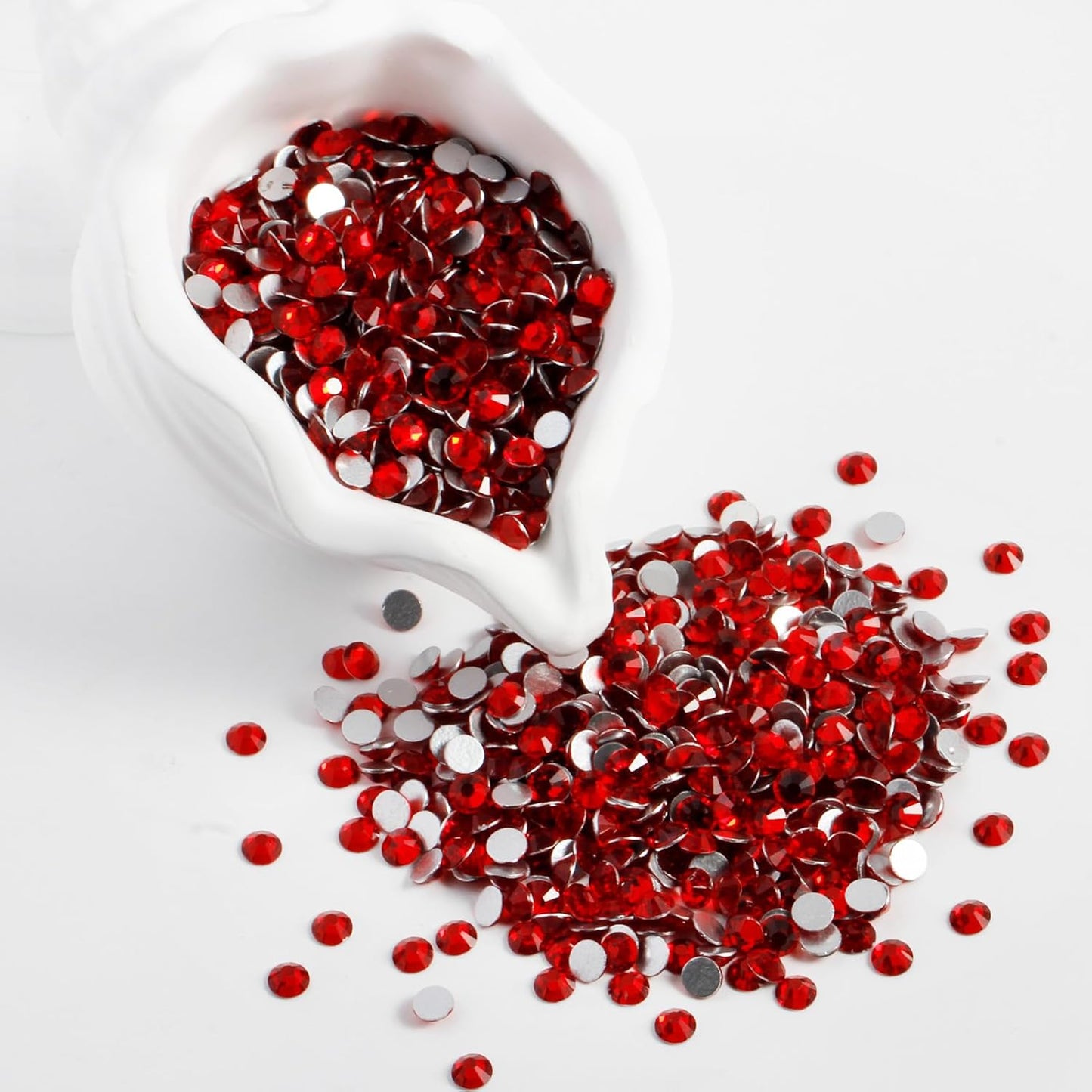 5000PCS SS6 Flatback Rhinestones | 12-Facet Diamond-Cut Glass Gems for Nail Art, Clothing, DIY Crafts |Glue-On Decoration Stones with Silver Backing(Light Siam)