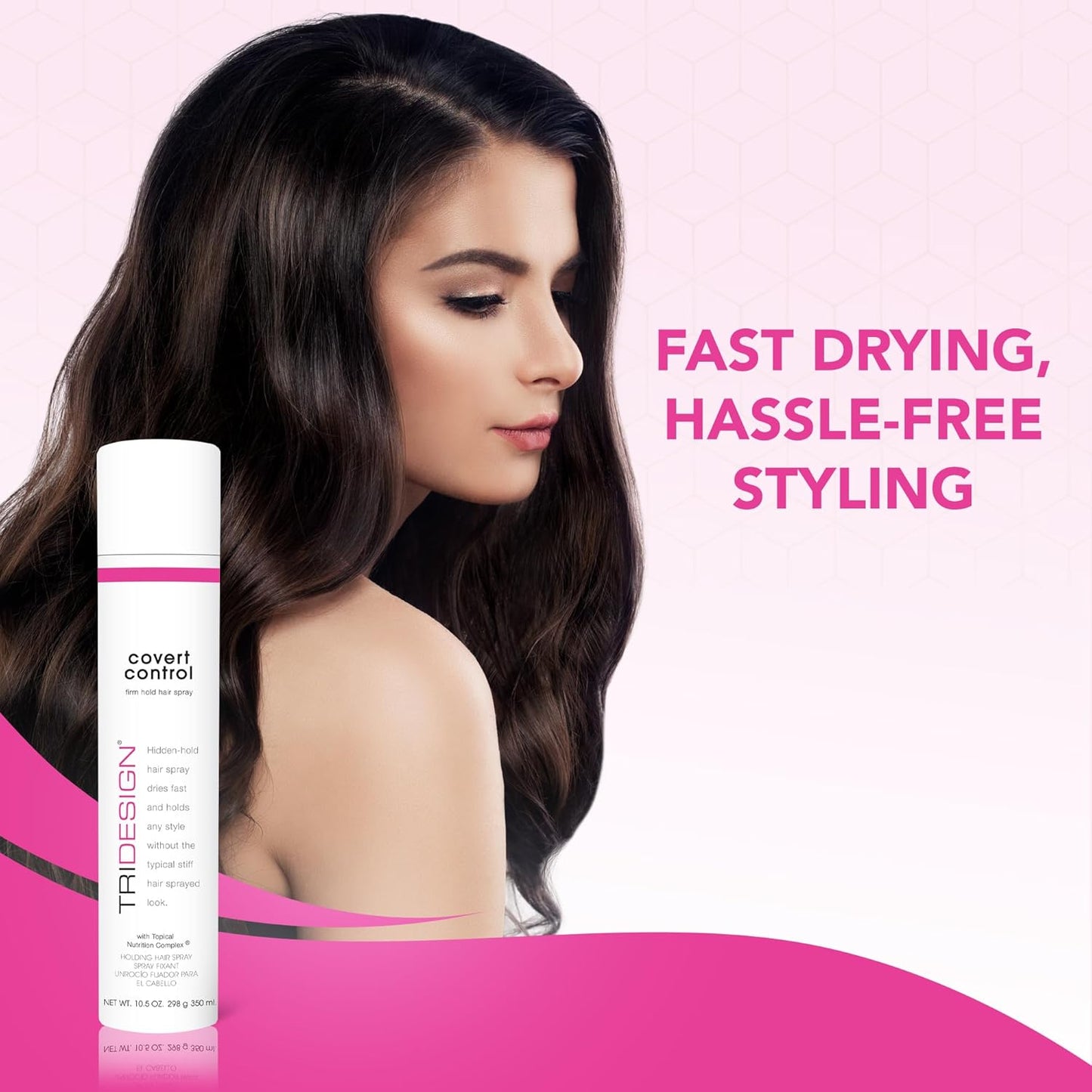 TRI Design Covert Control - Fast-Drying Hairspray for Women and Men, Strong Hold and Hair Setting, Provides Hidden Control, 10.5 Oz