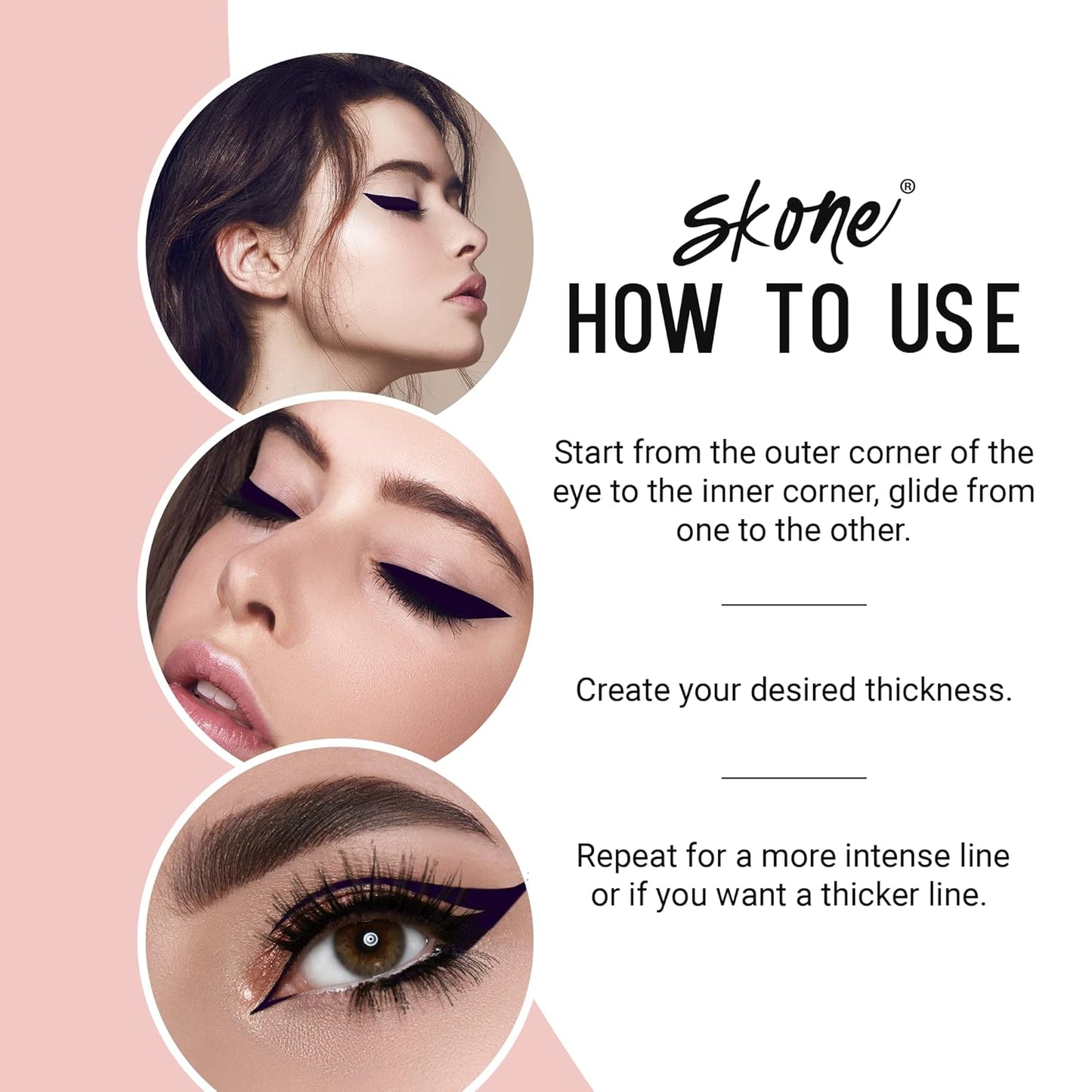 Skone Waterproof Liquid Eyeliner - Long Lasting & Smudge Proof - Insanely Intense Tattooed Eyeliner Pen with Felt Tip Applicator - Plum Black (0.07oz)