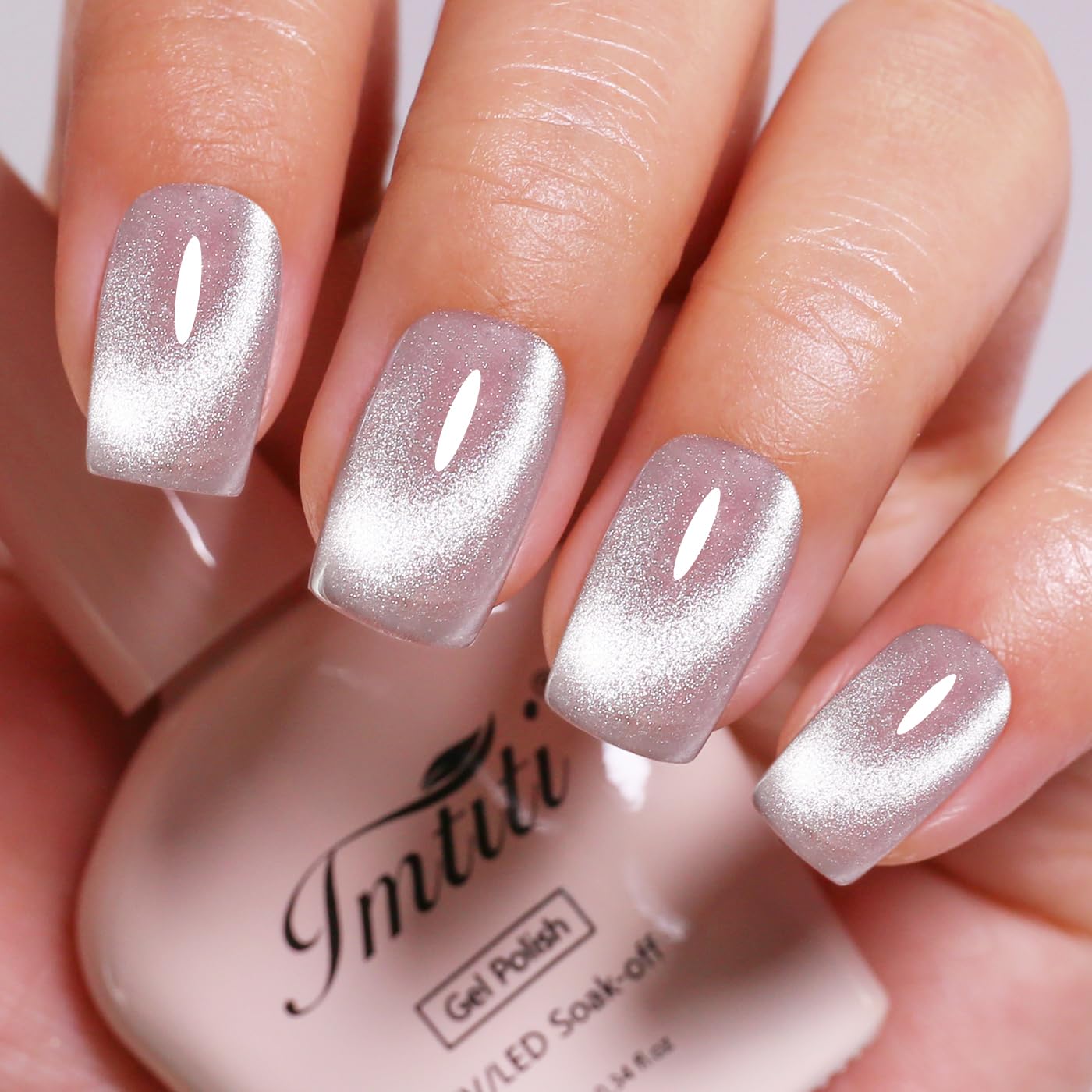 Imtiti Cat Eye Gel Nail Polish, Sliver Holographic Magnetic Crystal Nail Gel Polish With Magnet Glittery Galaxy Spring Summer Kit Soak Off UV Led 10ML