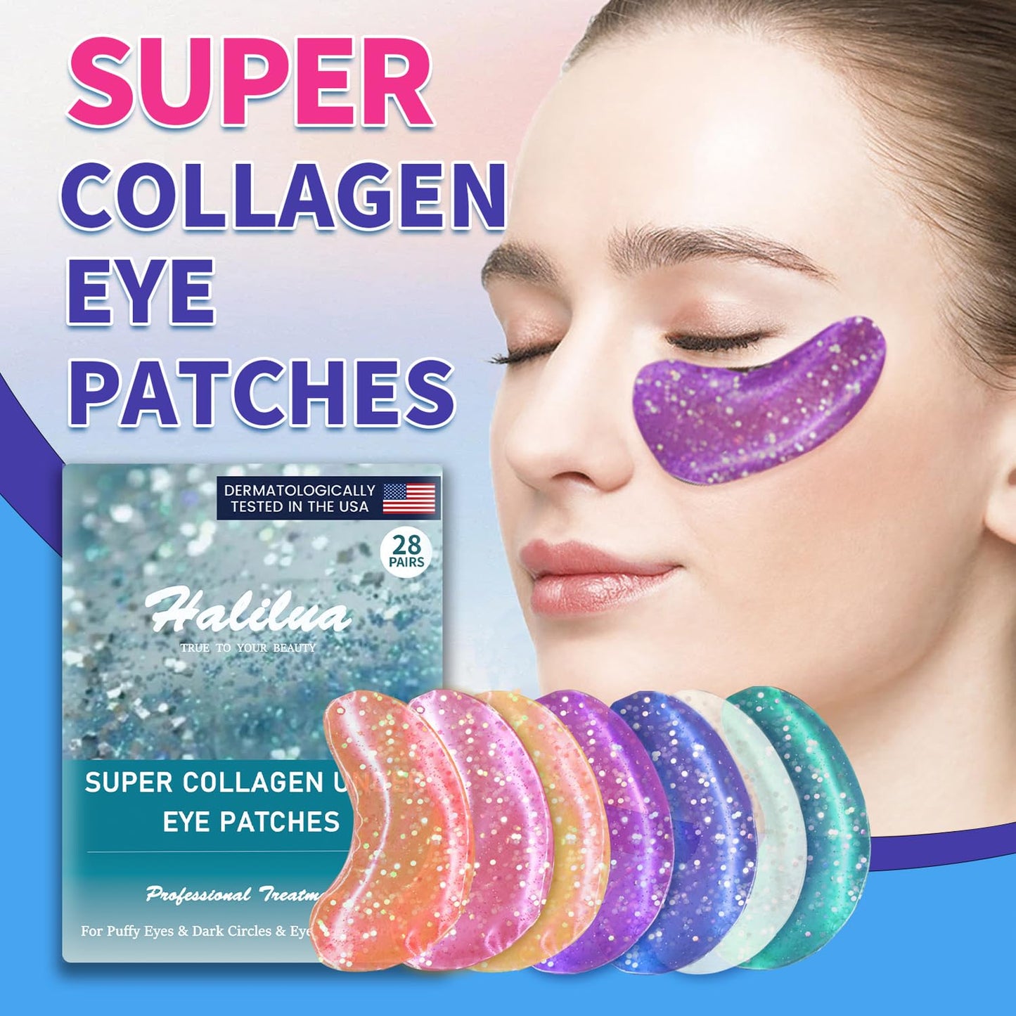 28 Pairs Under Eye Patches,Under Eye Gel Pads for Reduce Wrinkles/Dark Circles/Puffy Eyes/Eye Bags,Eye Treatment Skin Care Products,Natural Collagen Eye Mask for Everyon