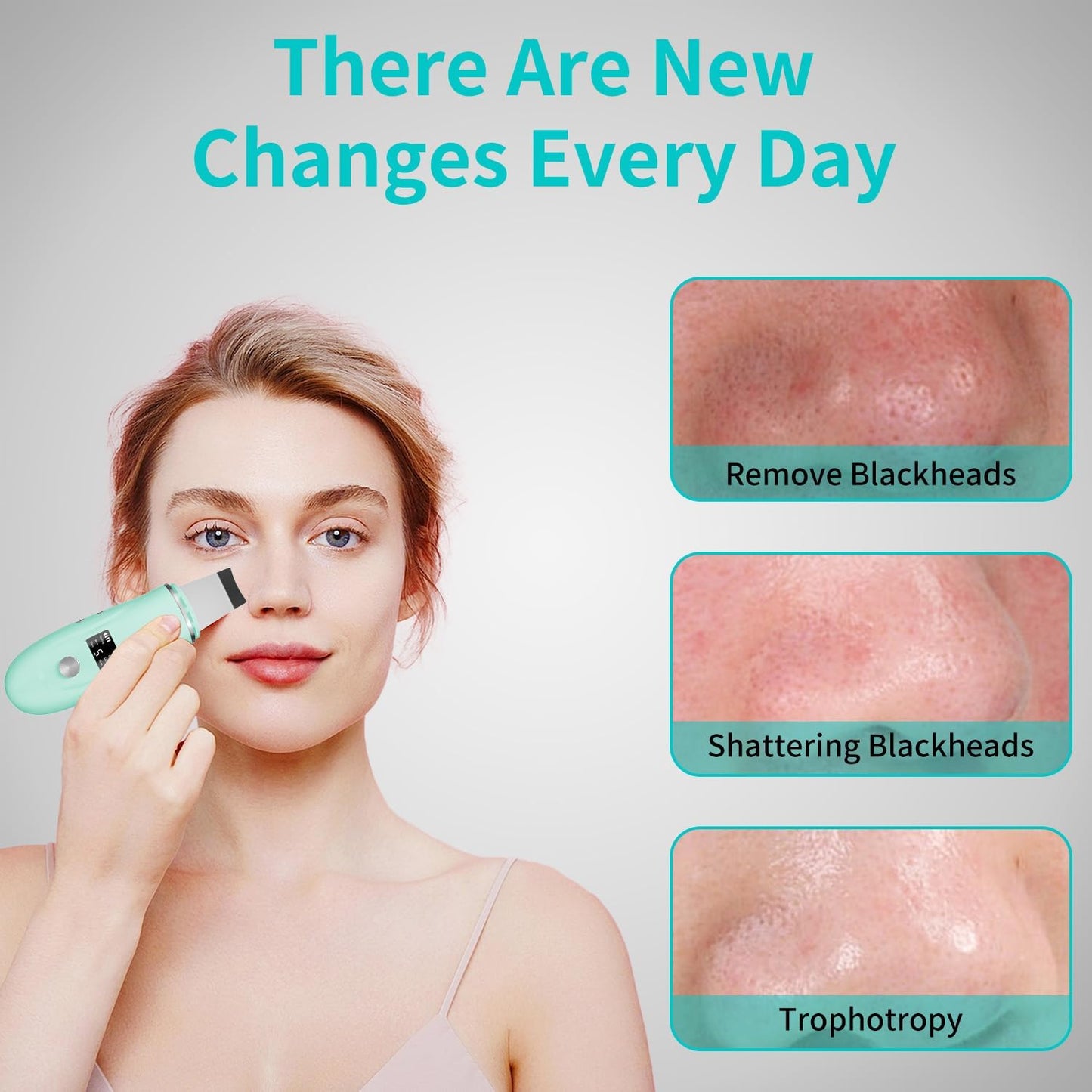 Skin Scrubber Facial Spatula - 4-in-1 Deep Cleansing Tool for Pore Extraction, Fast Charging Dock Blackhead Remover Face Spatula for Facial Skincare Women Gift (Green)