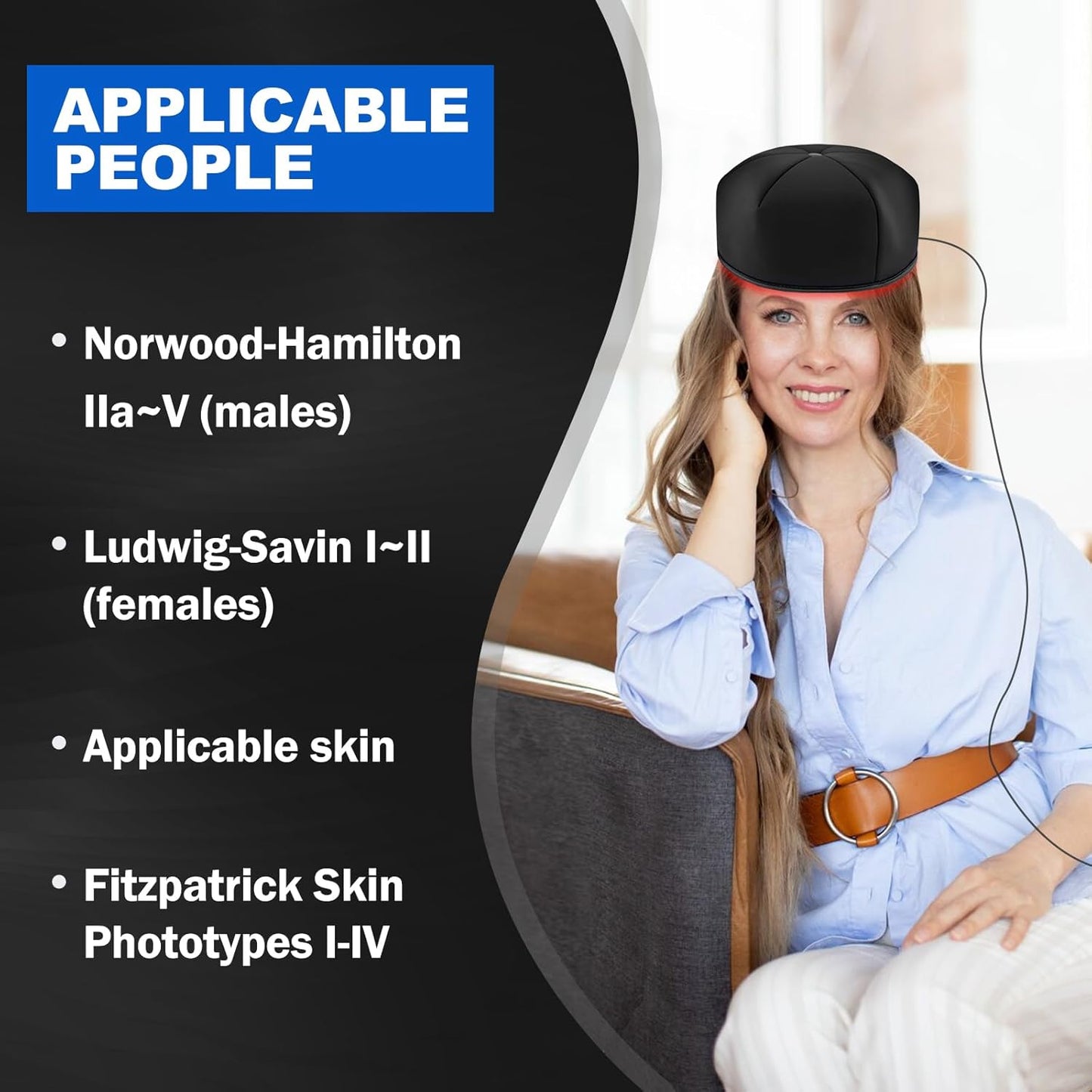 Laser Cap, FDA Cleared Laser Hair Growth Cap, Red Light Therapy promote hair growth in women and men