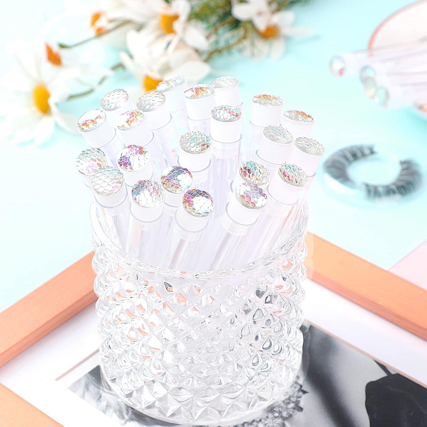 50pcs Lash brush Mascara wands and tubes Spoolies for eyelash extensions Mascara wand tubes scale white