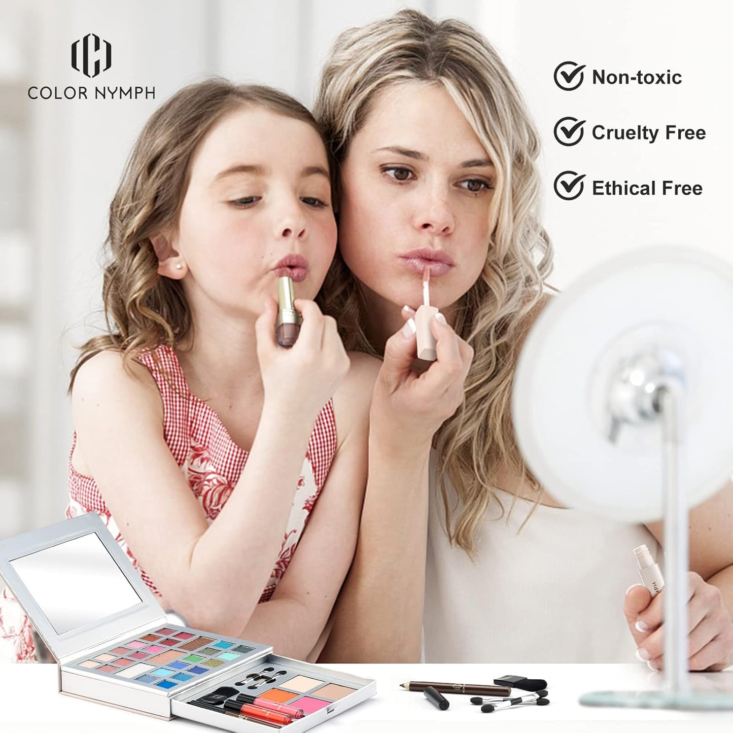 Color Nymph All-in-One Makeup Kit - Perfect for Women, Teens, and Beginners! Unlock Endless Possibilities with 24 Gorgeous Shades of Matte and Shimmer Eyeshadow, Highly Pigmented Lip Glosses, Eyeliner