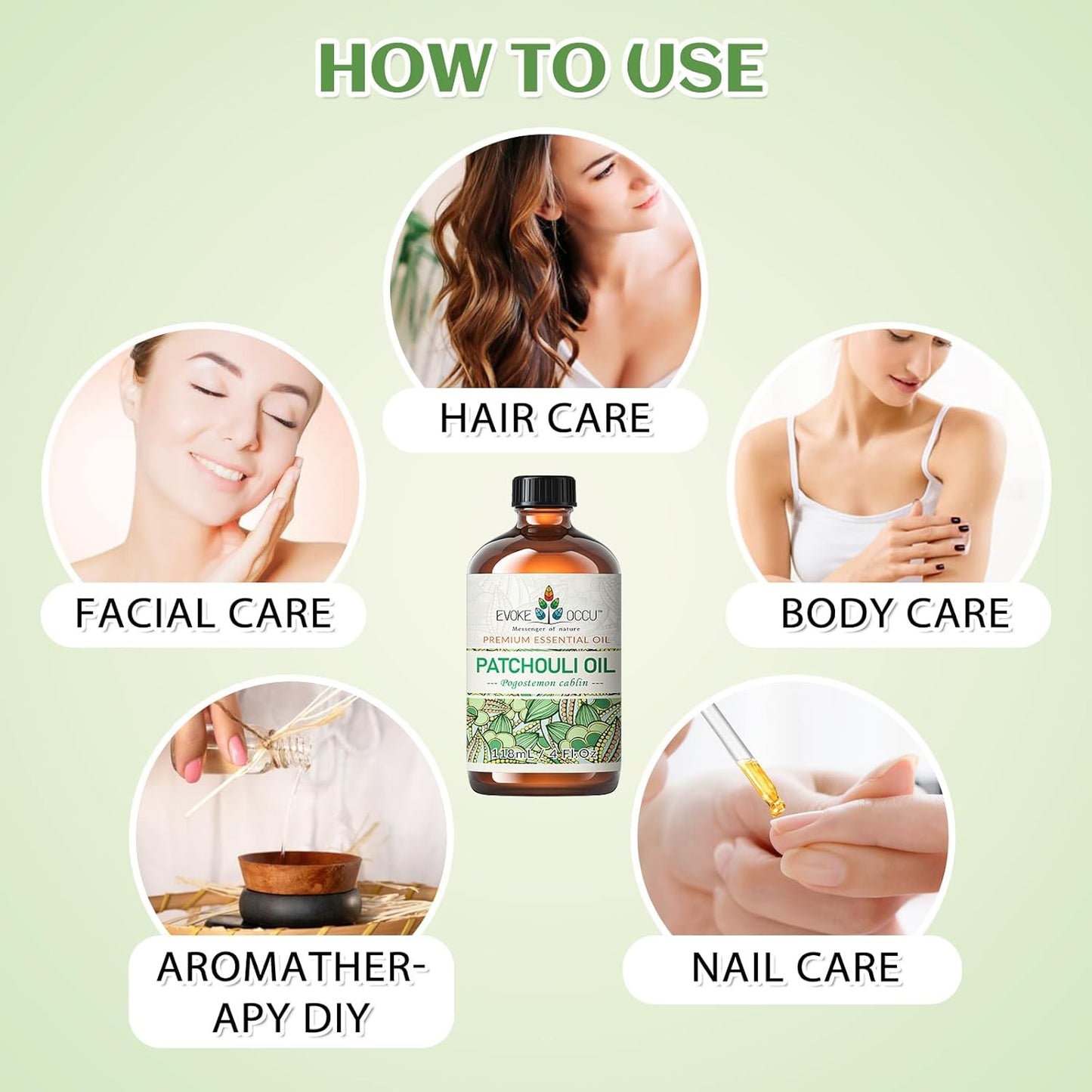 EVOKE OCCU Patchouli Essential Oil for Diffuser Skin Fragrance DIY Candle Soap Making - 4 FL Oz