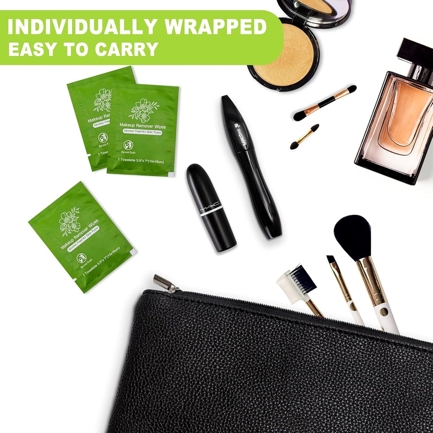 Makeup Remover Wipes Bulk Individually Wrapped,Travel Makeup Wipes Individual Makeup Remover Wipes Bulk Gentle Cleansing Makeup Remover Wipes for Face Cleansing Mascara Lipstick Travel (50, Aloe Vera)