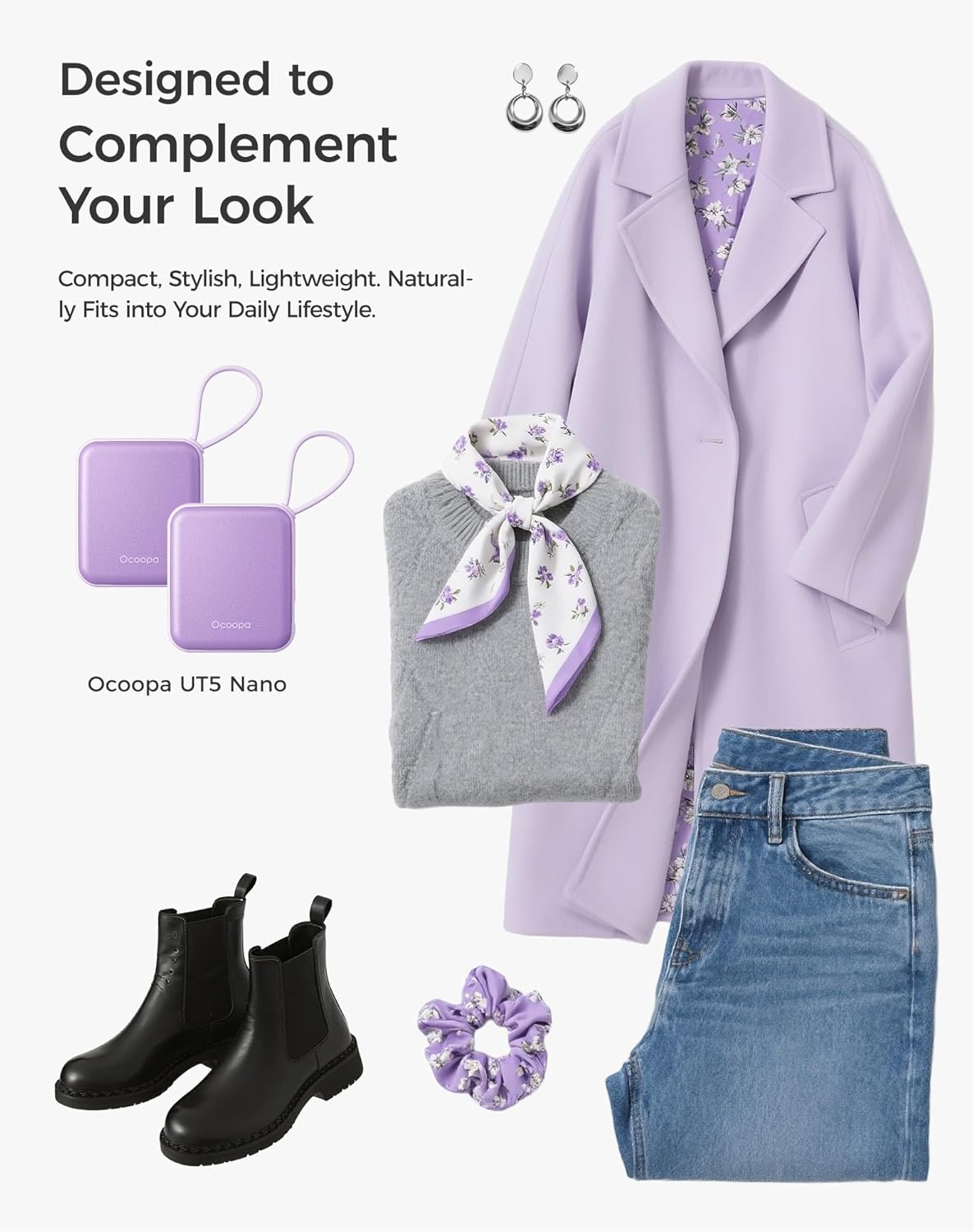 OCOOPA Hand Warmers Rechargeable, Smart Temp Control 7H*2 Long Safe Heat, Ultra Slim, Pocket-Size Design That Fits Gloves, Gifts for Women, Outdoor, Office, Commute (UT5 Nano)