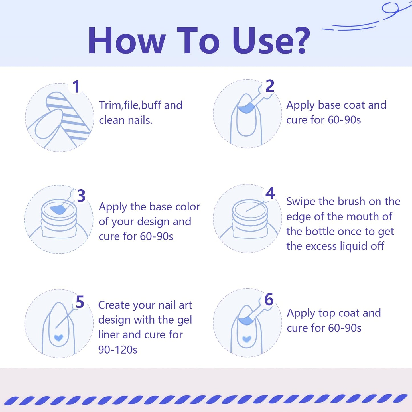 JODSONE Nail Art Gel Liner Set 10 Colors White Red Black White Gel Nail polish Need U V Lamp Cured with Thin Brush