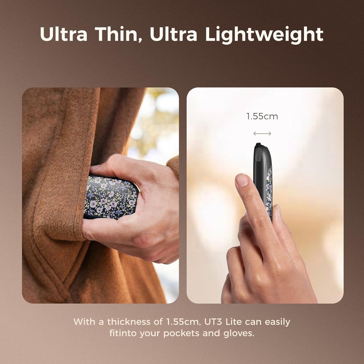 OCOOPA Magnetic Hand Warmers Rechargeable 2 Pack, AI Electric Handwarmers, Fast Heating, 3-Settings, UL Certified, Portable Heater, Gloves Fitting, Travel Essentials, Gifts Women Men, UT3 Lite