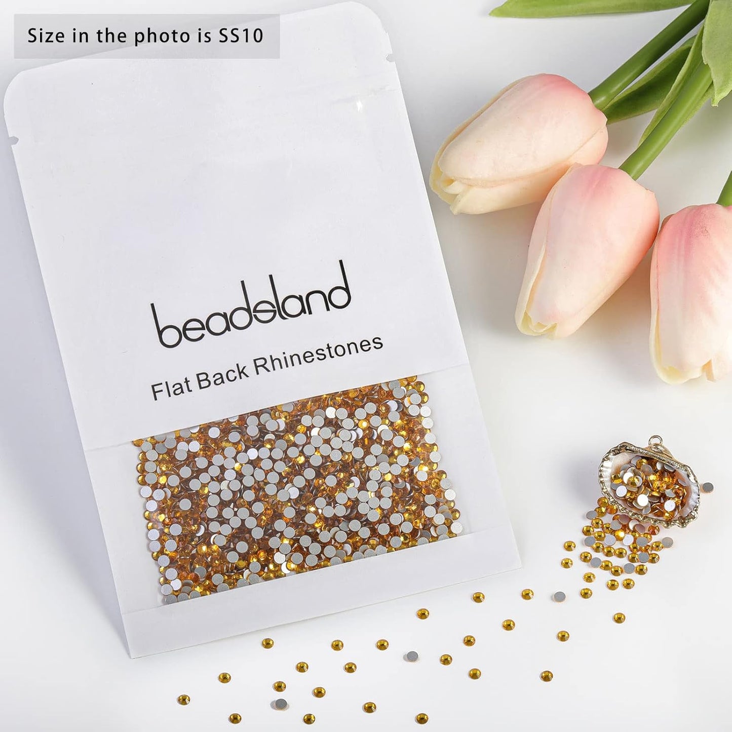 Beadsland 1440pcs Flat Back Crystal Rhinestones Round Gems for Nail Art and Craft Glue Fix, Topaz,SS10,2.7-2.9mm