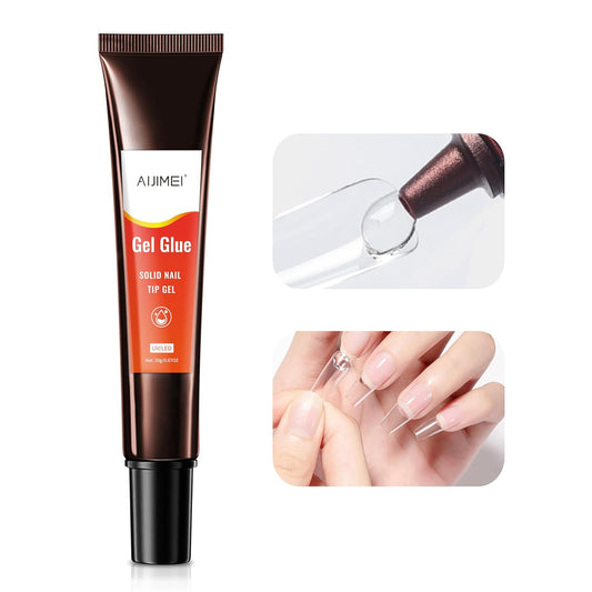 AIJIMEI Nail Glue for Acrylic Nails 20ml - Strong UV Gel Glue for FakeNails & NailTips - Quick Curing Nail Adhesive for Extensions - Salon-Grade Nail BondingGlue