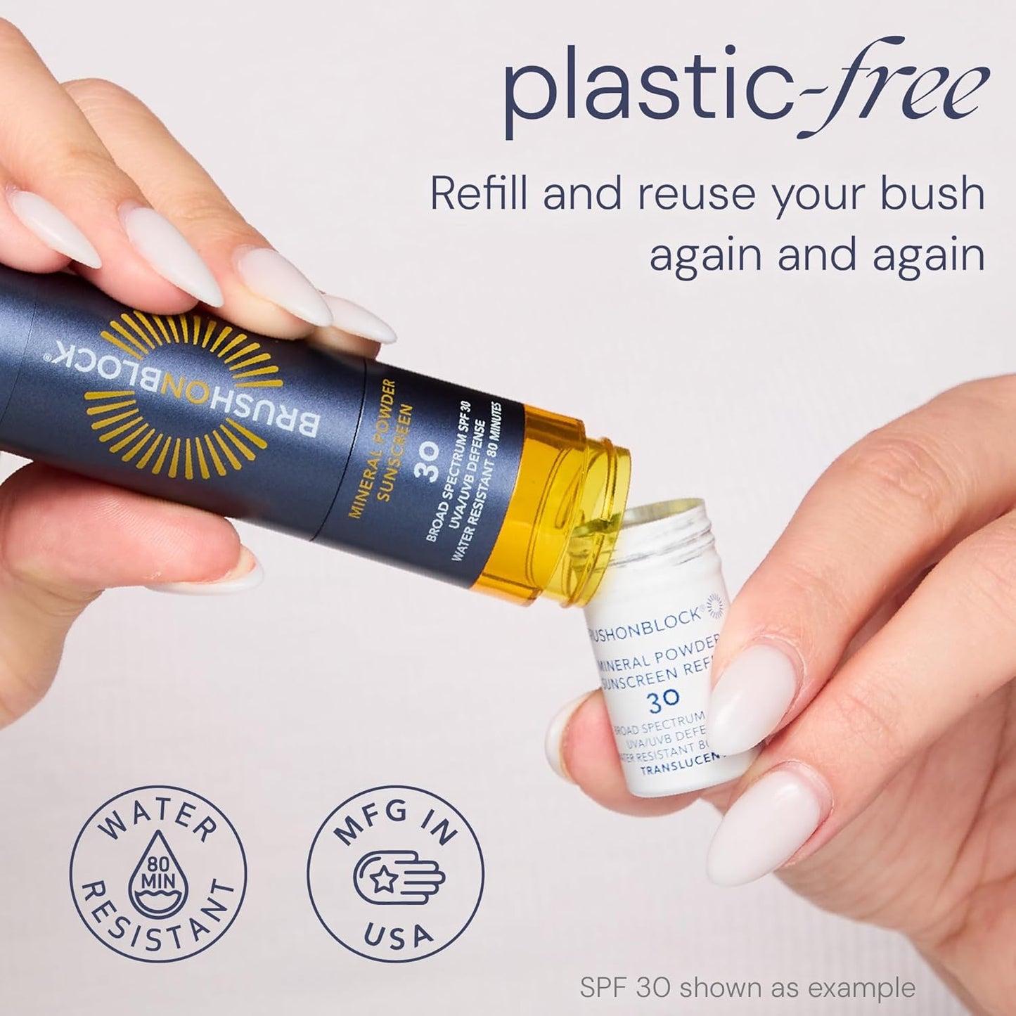 Brush On Block Mineral Sunscreen Powder Refill, Natural Broad-Spectrum SPF 50, Safe for Sensitive Skin, UVA UVB Face Protection, Reef Friendly (Translucent - Refill)