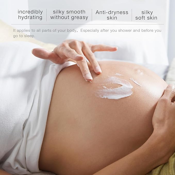 Body Lotion with Folic Acid,Stretch marks cream,Hyaluronic acid body lotion,Shea butter,Skin Firms, Smooth, unscented cream,sensitive skin, Moisturizing Dry Skin (6.7oz)