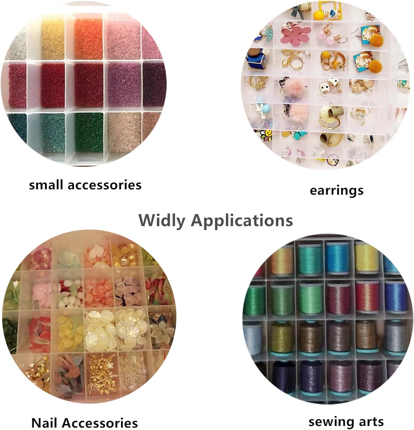 Feadily 2PCS 36 Grids Large Plastic Organizer Box with Dividers, Compartment Organizer Box for Nail Accessories/Screw/Sewing Arts and Oil Paint, Bead Storage Containers 14.9" x 9.2" x 1.9" (Clear)