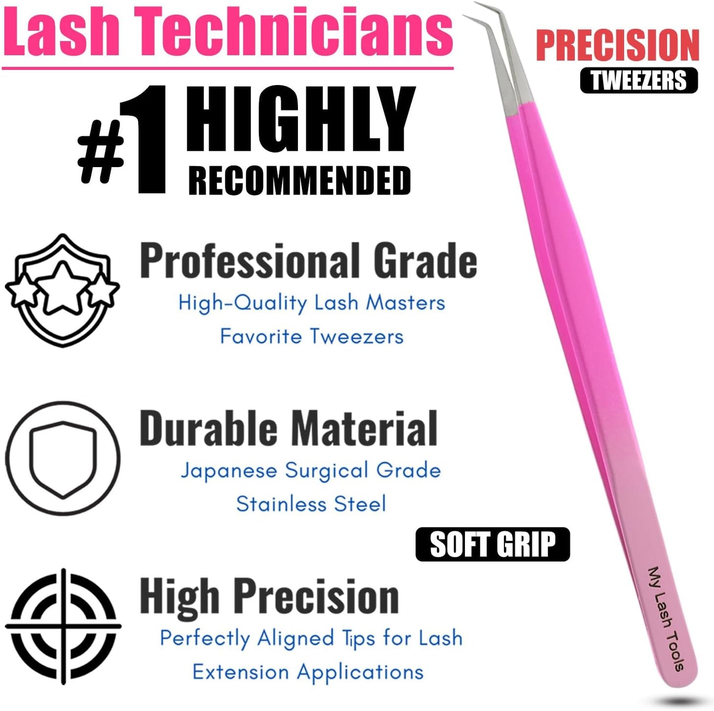 Isolation Tweezers for Eyelash Extension – 14cm Curved, Double Pink, Japanese Stainless Steel, Best for Individual Isolation & Classic Lashes, Pinzas para Pestaña (Double Pink Color)