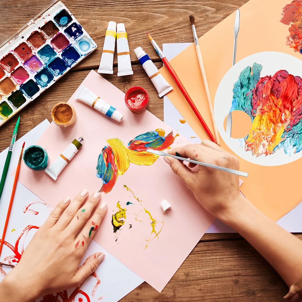 3 Pack Nail Art Palette with 3 Pcs Spatula Makeup Tray Foundation Mixing Palette Professional Cosmetic Stiring Tools for Women and Girls Liquid Foundation Lipstick Concealer