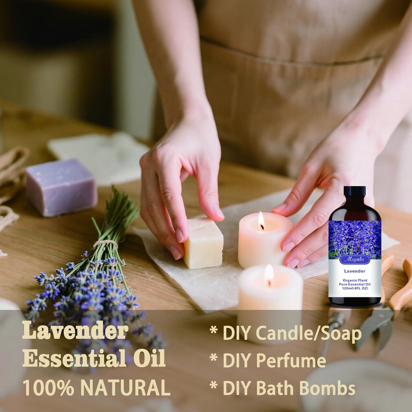 Lavender Essential Oil-Lavender Fragrance Oil 4.33oz (130ml)-100% Pure Natural Scent for Diffusers, Candles, Soap Making & Aromatherapy-Relaxing Home & Gift Essential Oil for Bath, Massage