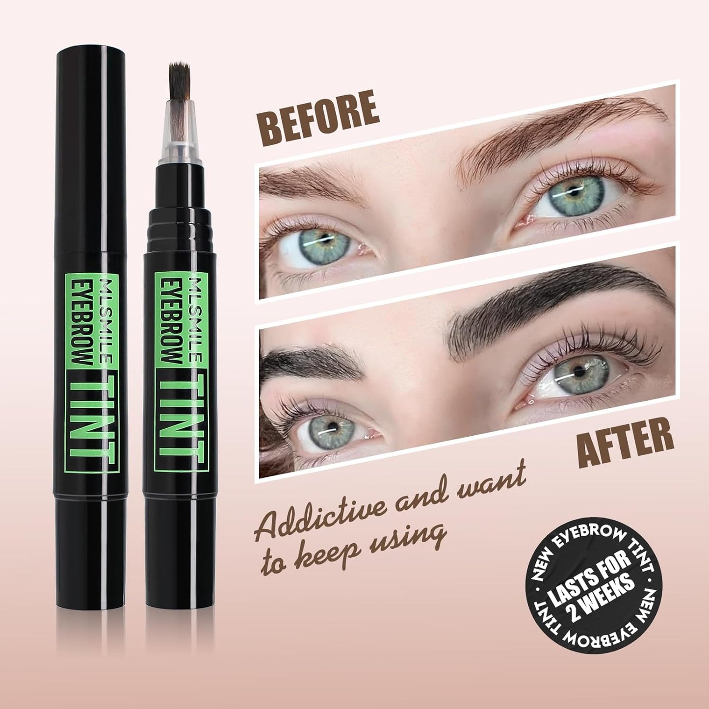 2PCS Temporary Eyebrow Tint Set, Grey Black Tattoo Eyebrow Gel, Natural Color Eye-Brow Gel Waterproof Longlasting, Last Up to 7 Days