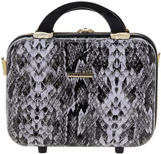 2-in-1 Essential St. Tropez Design Beauty Case - Black/Cream Python, Rose Gold