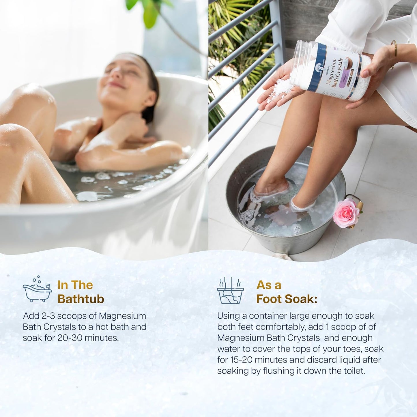 Health and Wisdom Magnesium Bath Crystals - Bath Salts with High Concentration & Enhanced Absorption for Muscle & Joint Relief - Dead Sea Sourced - Unscented - 5.5 lb Bag - Up to 45 Uses