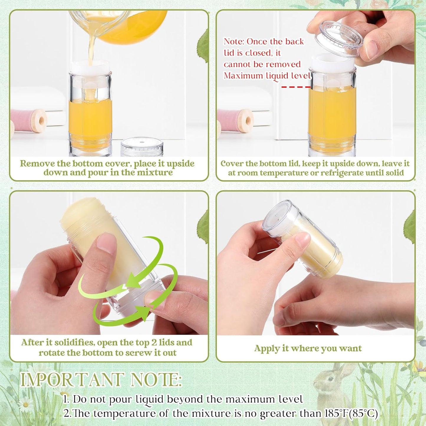 30 Pcs Empty Deodorant Containers Twist up Filling Stick Plastic Deodorant Container Refillable Bottles Bottomfill Round Lip Balm Tubes for Homemade DIY Lipstick Crayon(15 ml,White)