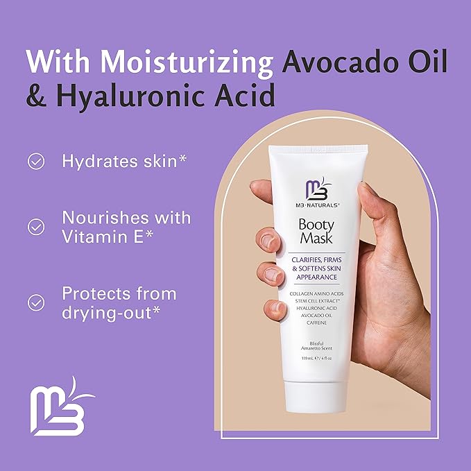 Moisturizing Butt Mask for Women - Butt Firming Mask and Caffeine Cellulite Cream for Thighs and Buttocks with Collagen - Clarifying Butt Firming Cream for Cellulite KP and Dry Skin by M3 Naturals