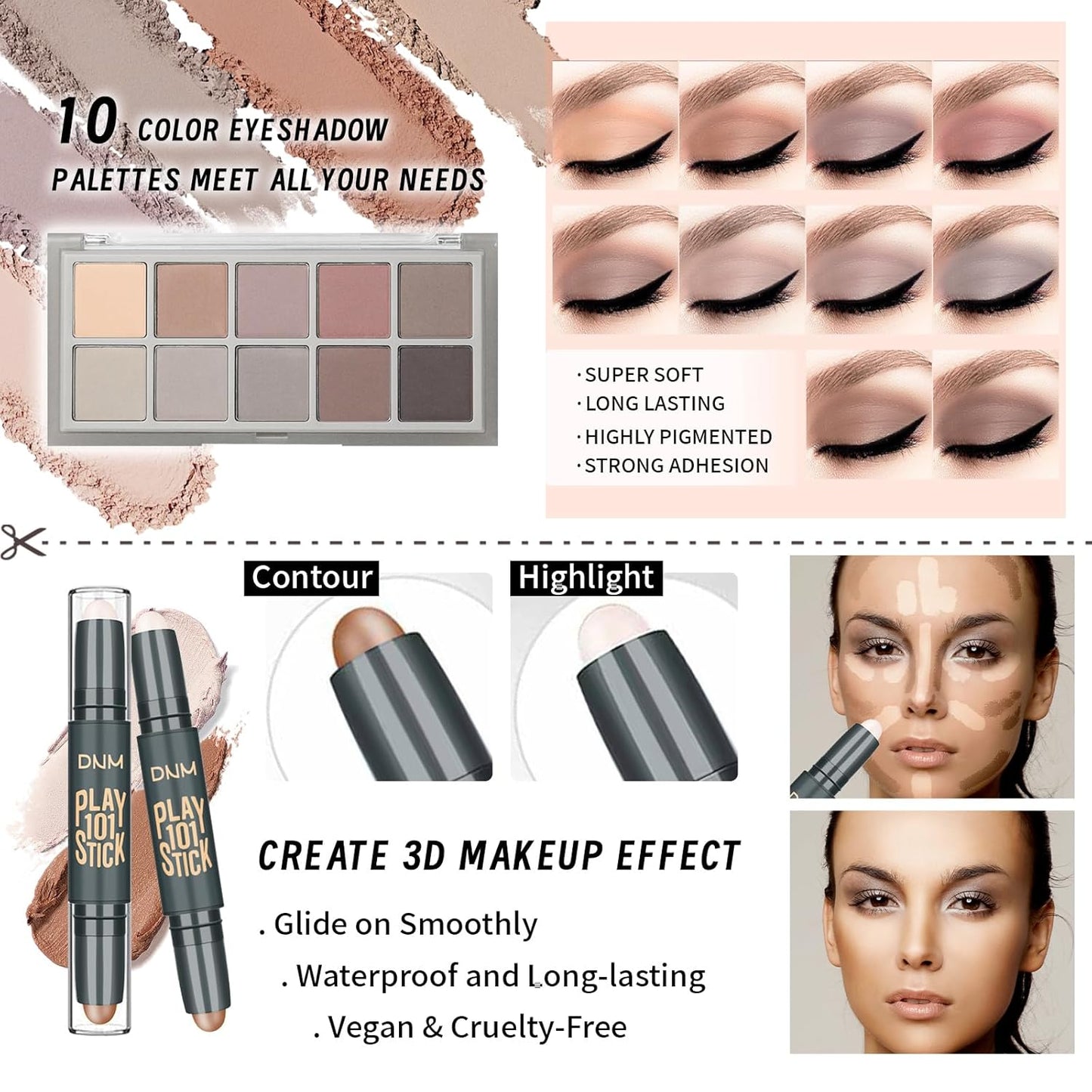 Makeup Kit For Girls Teens Women, Makeup Set, Makeup Present,Includes Eyeshadow Palette, Foundation, Eyebrow Pencil, Eyeliner, Lip Gloss, Counter Stick, Makeup Brush Set Bag & Sponge