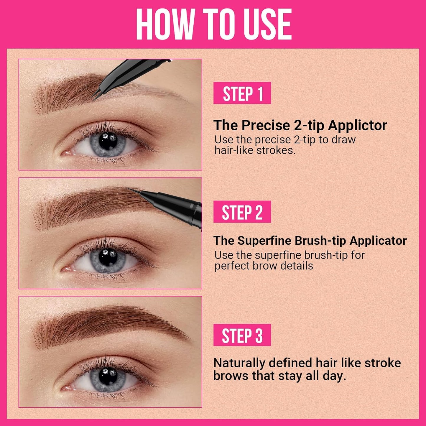 iMethod Curved Eyebrow Pen - 2-in-1 Dual-Ended Eyebrow Pencil with Curved Tip and Precise Brush-Tip, Microblading Pen for Natural Hair-Like Brows, Long Lasting, Black Brown