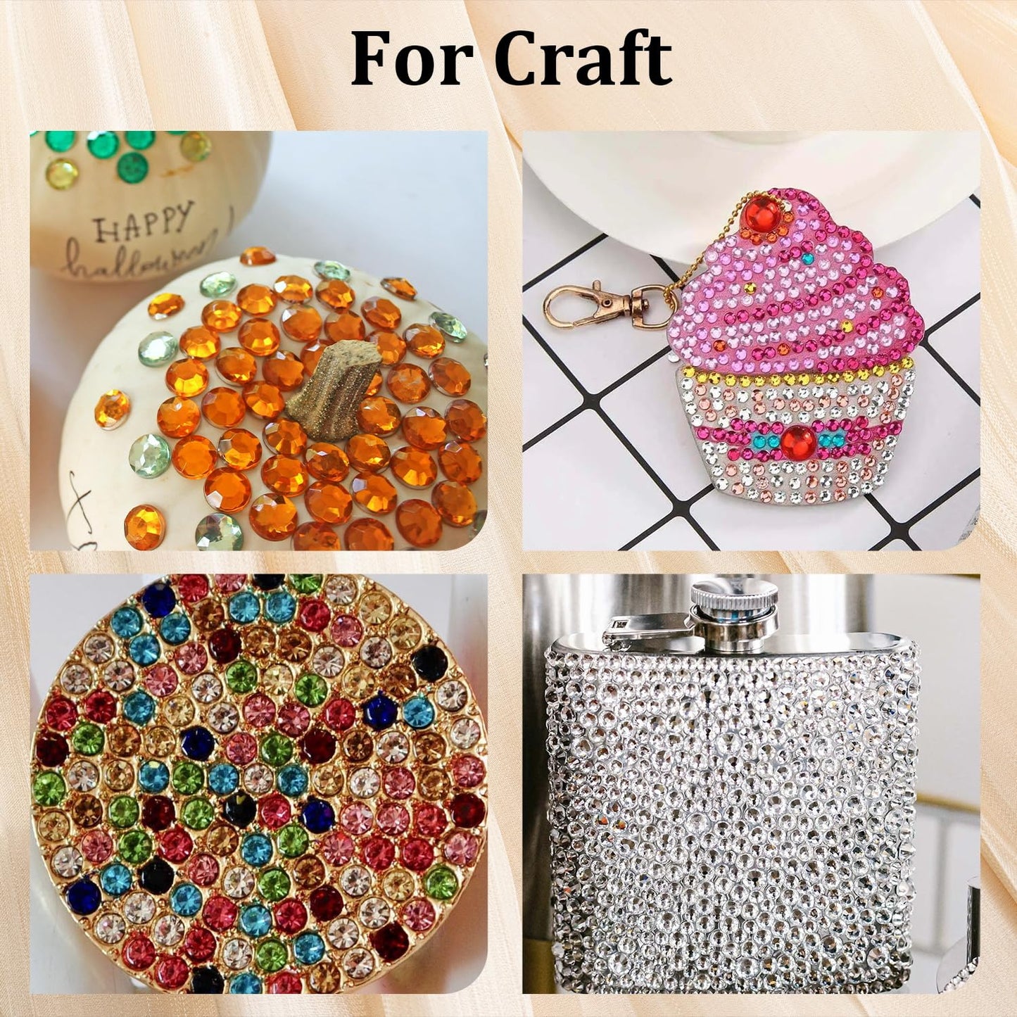 Colorful Face Gems for Makeup Set, Flatback Gorgeous Charming AB Glass Rhinestone with Makeup Glue+Picker Pencil+Tweezer for Eye Body Hair Make-up and Nail Art Deco