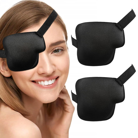 2PCS Medical One-Eyed Patches for Adults Teenager Eye Shield After Cataract Surgery Black Medical Eye Mask Lazy Glasses for Lazy Eye After Surgery Eye(Left Eye)
