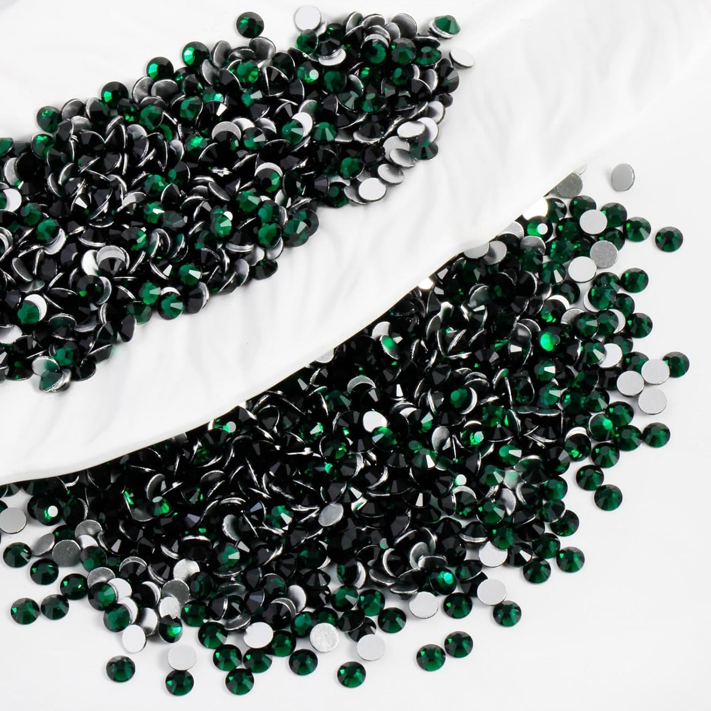 2000PCS SS12 Flatback Rhinestones | 12-Facet Diamond-Cut Glass Gems for Nail Art, Clothing, DIY Crafts |Glue-On Decoration Stones with Silver Backing(Emerald)