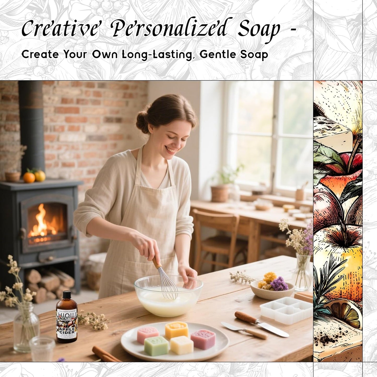 HIQILI Apple Cider Fragrance Oil - Making DIY Candle & Soap, Luxury Wine Scented, for Home & Office Essential Oil Diffuser Use - 5.07 Fl Oz