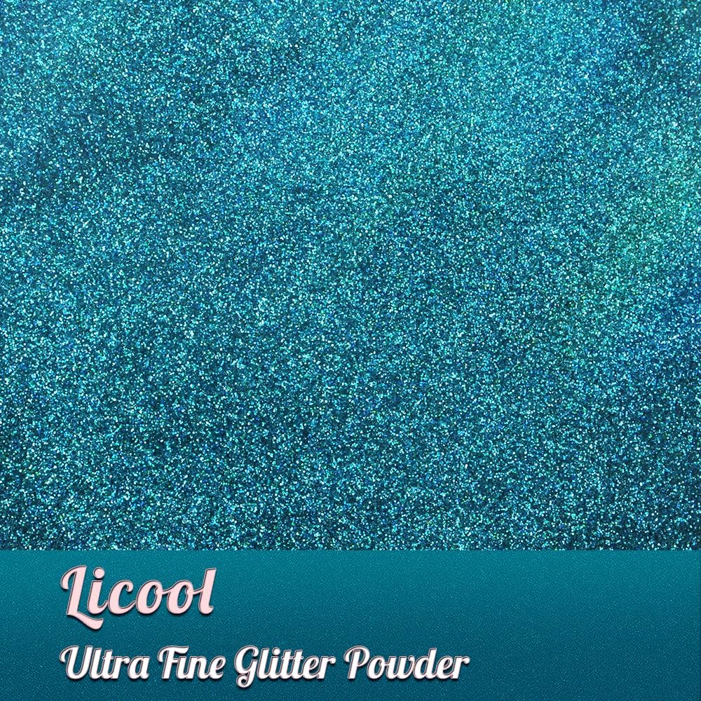Holographic Fine Glitter, 100g/3.5oz Extra Fine Glitters Powder Packs for Resin, Craft Glitter for Tumblers Candle Slime Making, Festival Body Face Eyeshadow Nail Glitter (Laser Teal Blue)