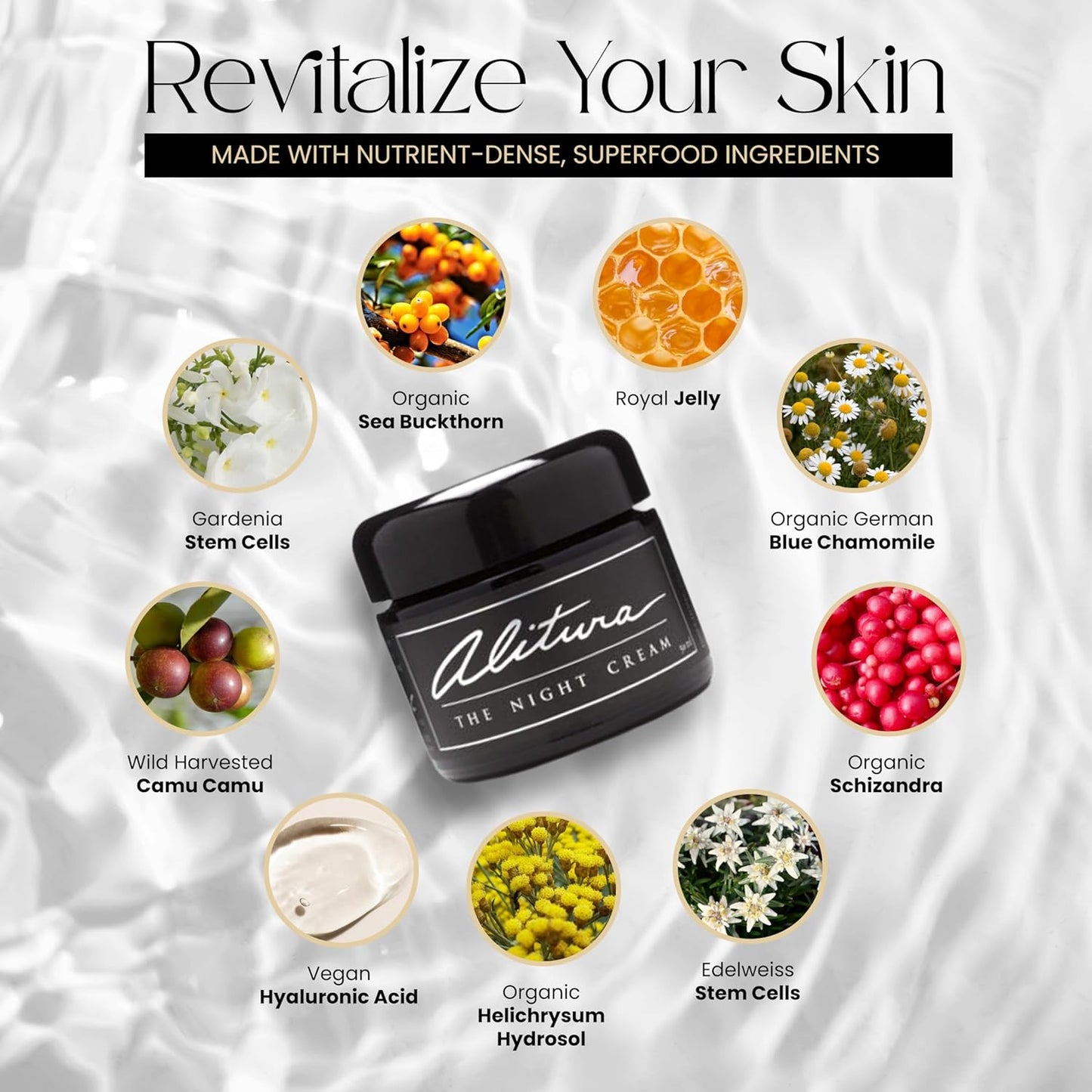 Alitura Hyaluronic Acid Anti-Aging Night Cream – Hydrating Face Moisturizer with 10% Hyaluronic Acid & Superfoods – Wrinkle Cream for Women & Men – Anti-Wrinkle Night Cream for Radiant, Youthful Skin