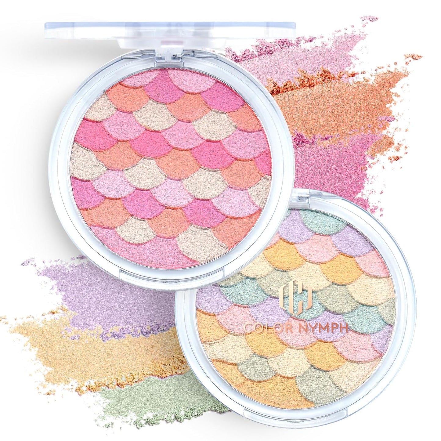 Color Nymph Powder Blush & Highlighter Makeup Set | Multi-Purpose Highlighter Palette | Highly Pigmented Soft Shimmer Face Blush Powder Palette | Vegan & Cruelty-Free, Mermaid Make up Design