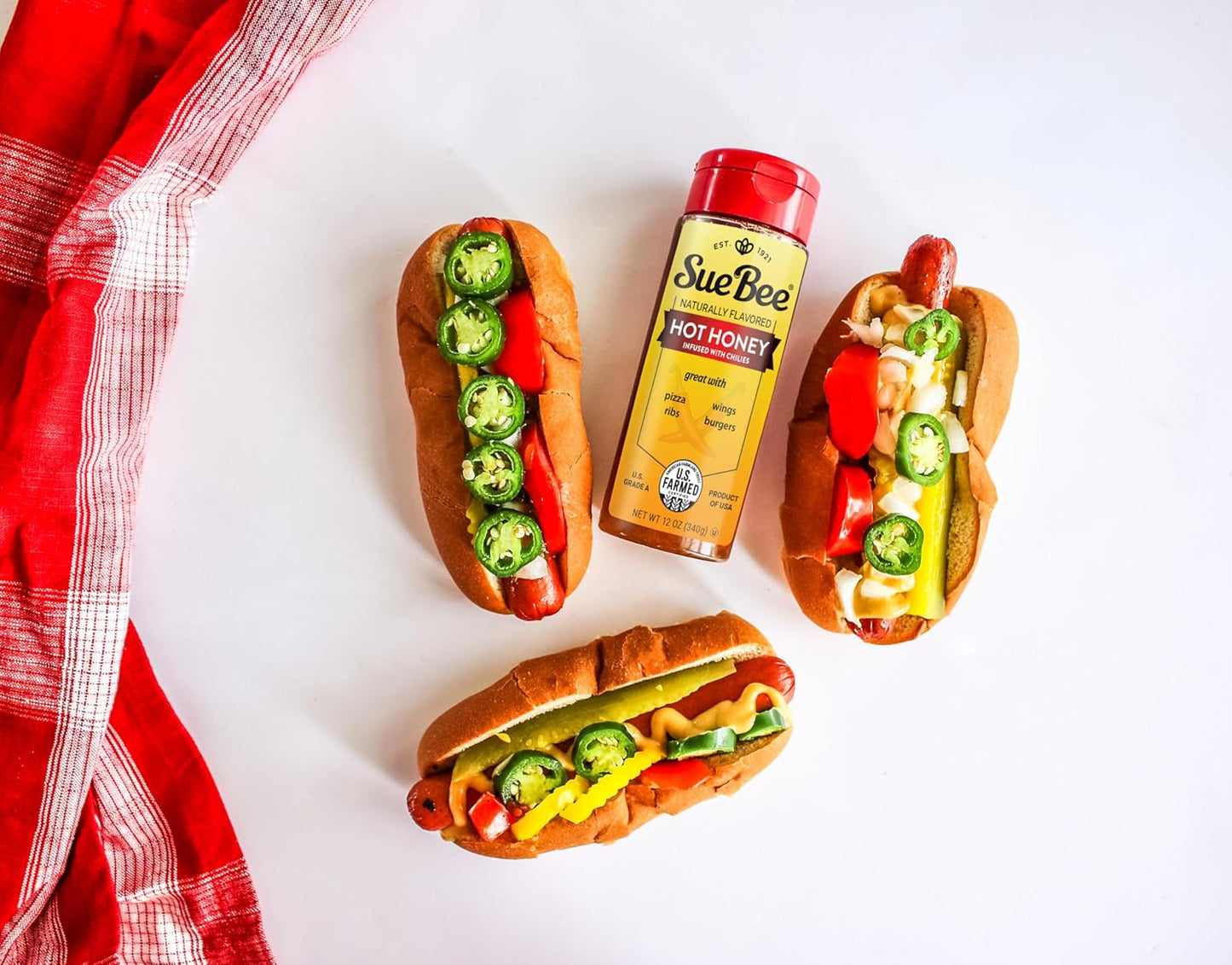 Sue Bee Naturally Flavored Hot Honey Chili Infused For Ribs, Wings, Burgers, 12 oz