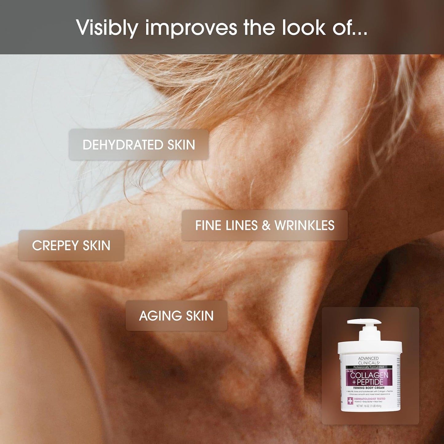 Advanced Clinicals Collagen Peptides Firming Body Lotion Face Cream + Collagen Body Oil Moisturizer 2PC Skin Care Set For Women & Men | Skin Tightening Dry Skin Moisturizing Cream & Massage Oil, 2PC