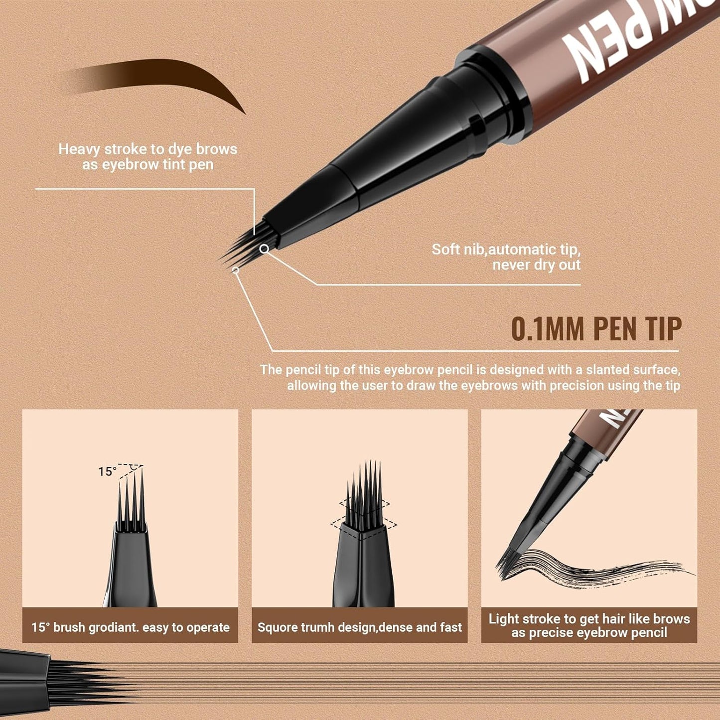 iMethod Eyebrow Pen - Eyebrow Pencil,2-in-1 Eyeliner Dual-Ended Microblading Eyebrow Pencil Long Lasting Waterproof Hair-Like Brow Pencil,with Eyebrow Brush,Eyebrow Pencils for Women,Blonde