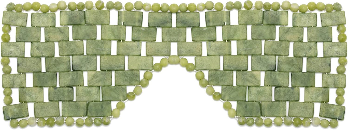 Jade Eye Mask Reusable Natural Green Facial Stone Mask for Eliminate Wrinkles Puffiness