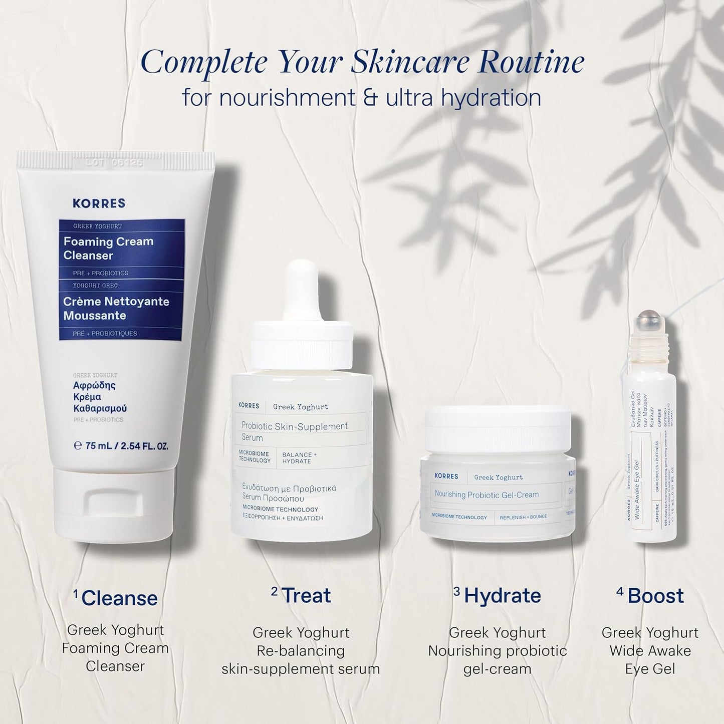 KORRES Greek Yoghurt Wide Awake Eye Gel Serum with Hyaluronic Acid and Caffeine for Dark Circles, Puffy Eyes and Under Eye Bags, Roller Massage Ball Applicator, Brightening and Hydrating, 0.51 fl oz